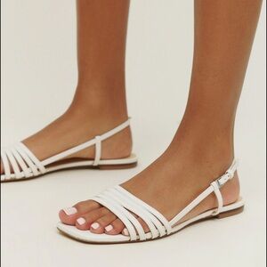 Reformation White Minimalist Sandals - Millie Lattice - Size 8